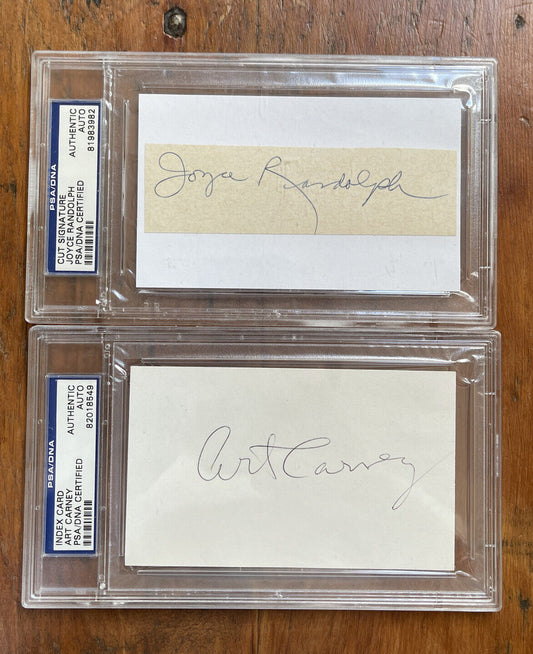 Lot (2) Art Carney & Joyce Randolph Signed Auto PSA The Honeymooners