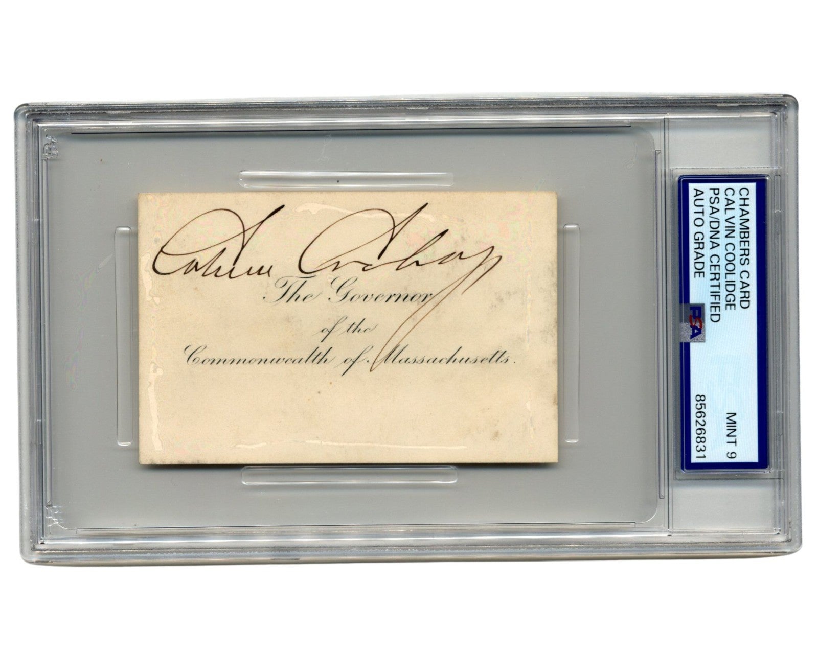 Calvin Coolidge Signed Vice President Chambers Card PSA Mint 9 Auto Rare Format!