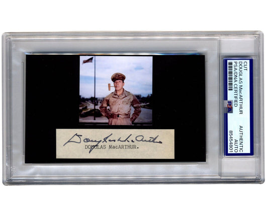 General DOUGLAS MacARTHUR Signed Display With Iconic Photo - PSA Authentic Auto