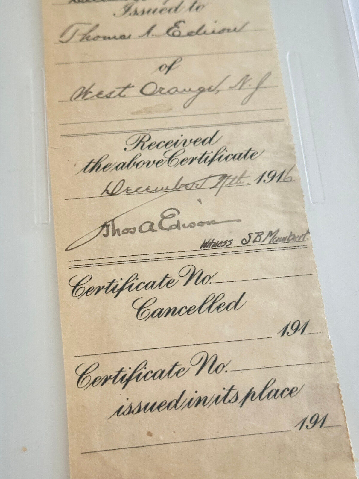 THOMAS EDISON Signed Stock Certificate Cut Signature PSA Gem Mint 10 Auto