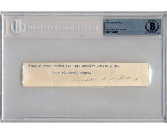 Women's Rights Pioneer Susan B. Anthony Signed Cut on "Gossipy Letter" BAS Auto