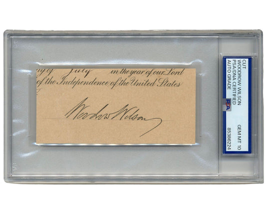 President WOODROW WILSON Signed Cut Autograph PSA Gem Mint 10 Perfect Signature