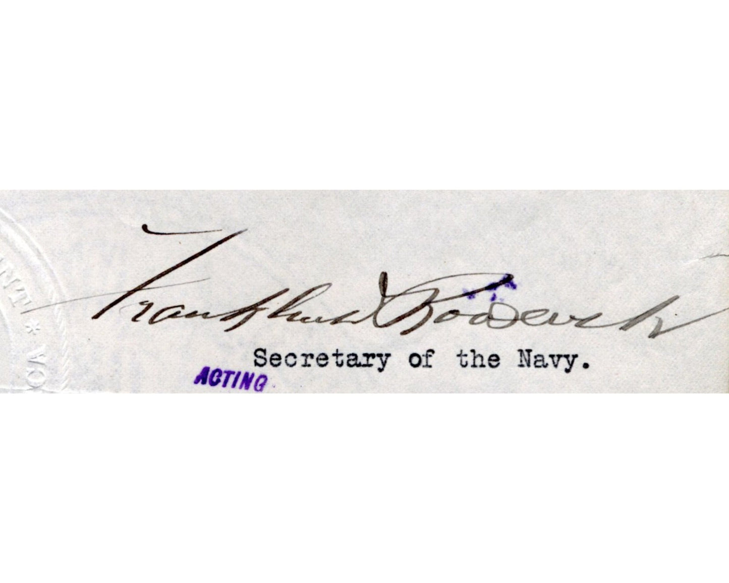 President Franklin D. Roosevelt Signed Letter Wartime (WWI) Promotion to Lt. PSA