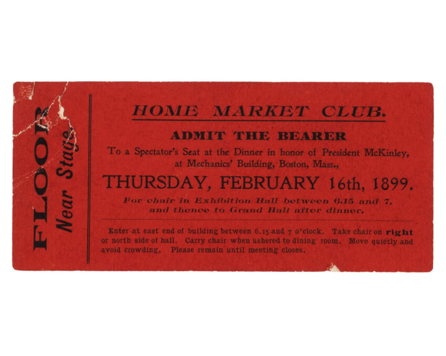 Memorial of William McKinley from Boston w/ Signed Letter & Ticket - Rare!