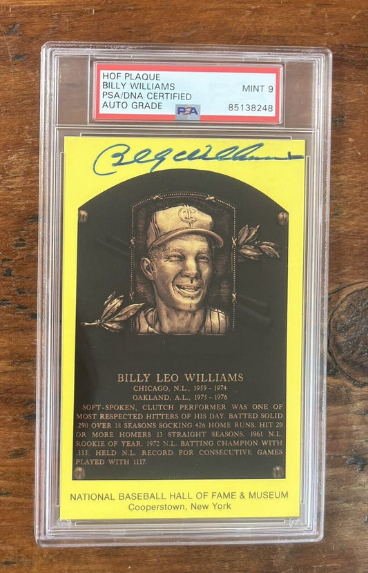 Billy Williams Signed HOF Post Card PSA Mint 9 Auto