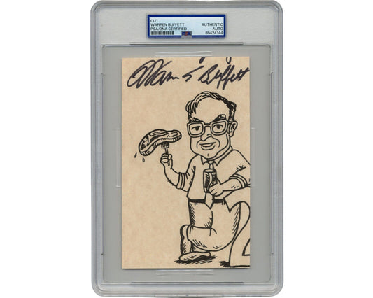 Berkshire Hathaway's Warren Buffett Signed Artistic Depiction w/ Coke Can! PSA