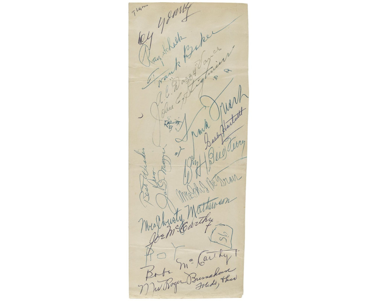 Cy Young Home Run Baker DiMaggio Frisch & More Signed Cut '55 HOF Induction JSA
