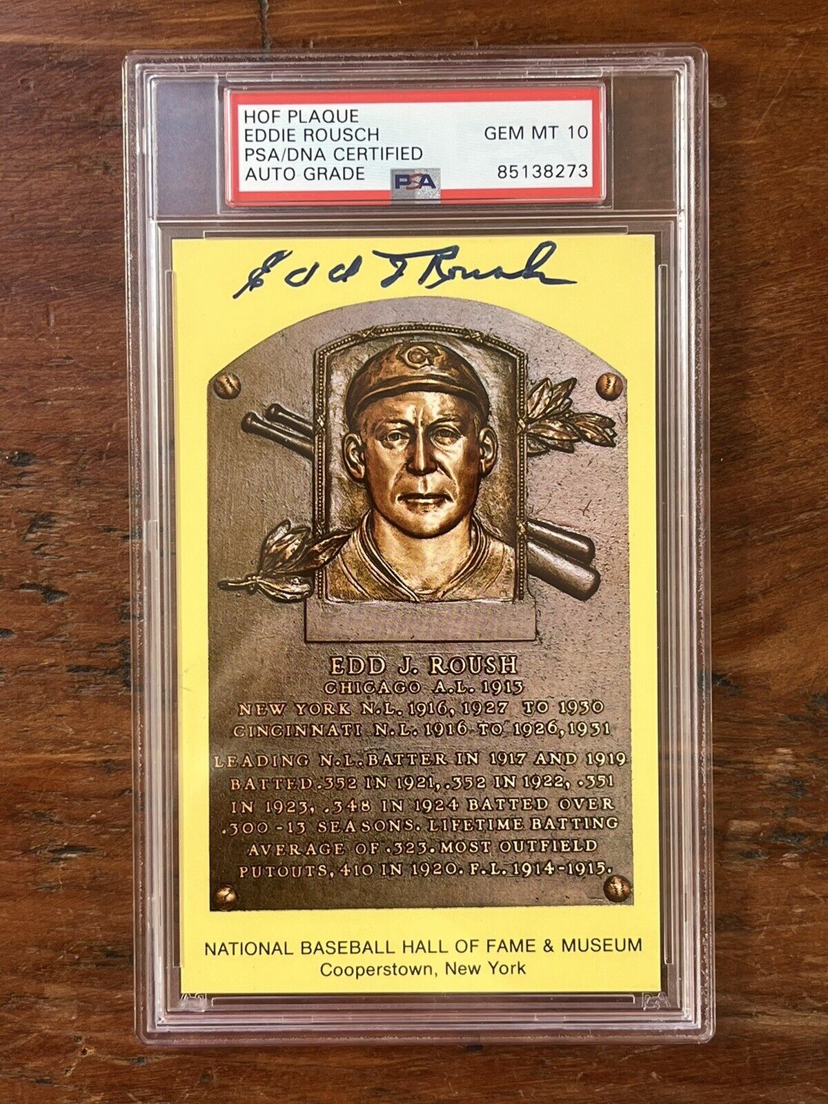 Edd “Eddie” Roush Signed HOF Post Card PSA Gem Mint 10 Auto