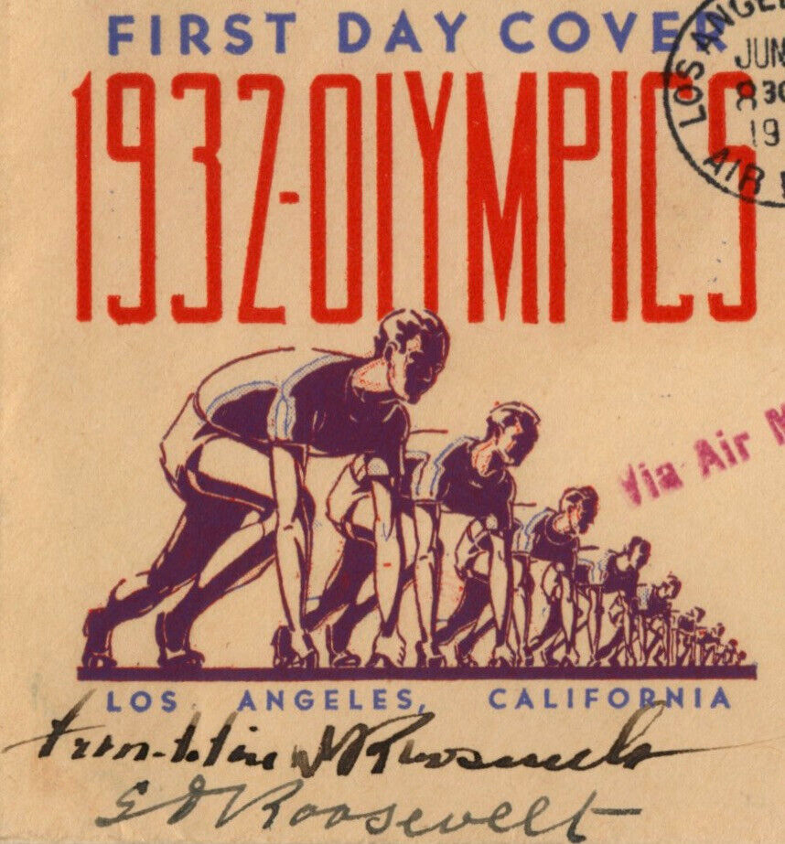 President FRANKLIN D. ROOSEVELT & SARA ROOSEVELT Rare Olympics Signed FDC PSA