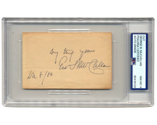 Union General GEORGE B. McCLELLAN Signed Cut PSA 8 - He Ran Against Lincoln!