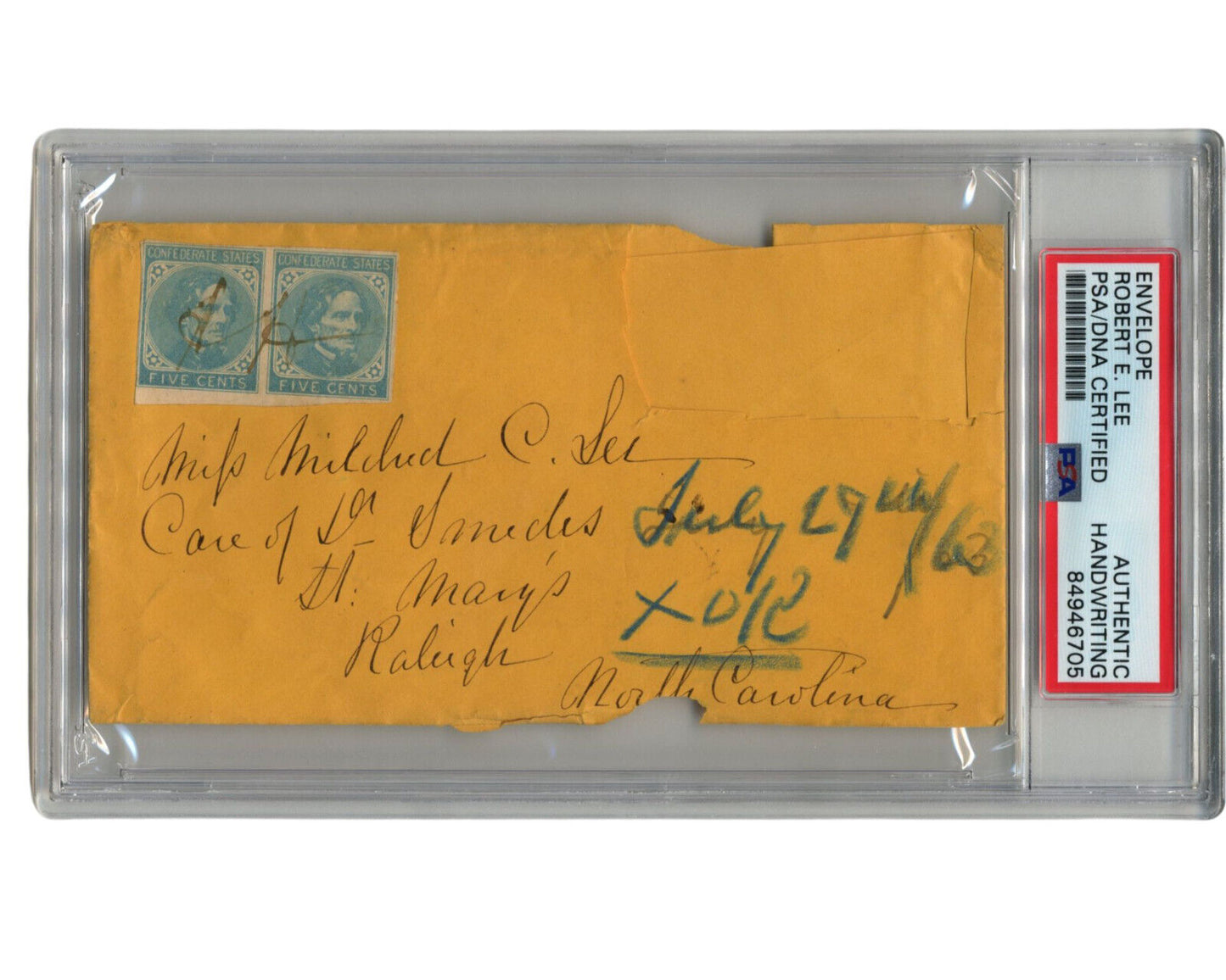 Civil War General Robert E. Lee Handwritten Envelope PSA Authentic "Lee"