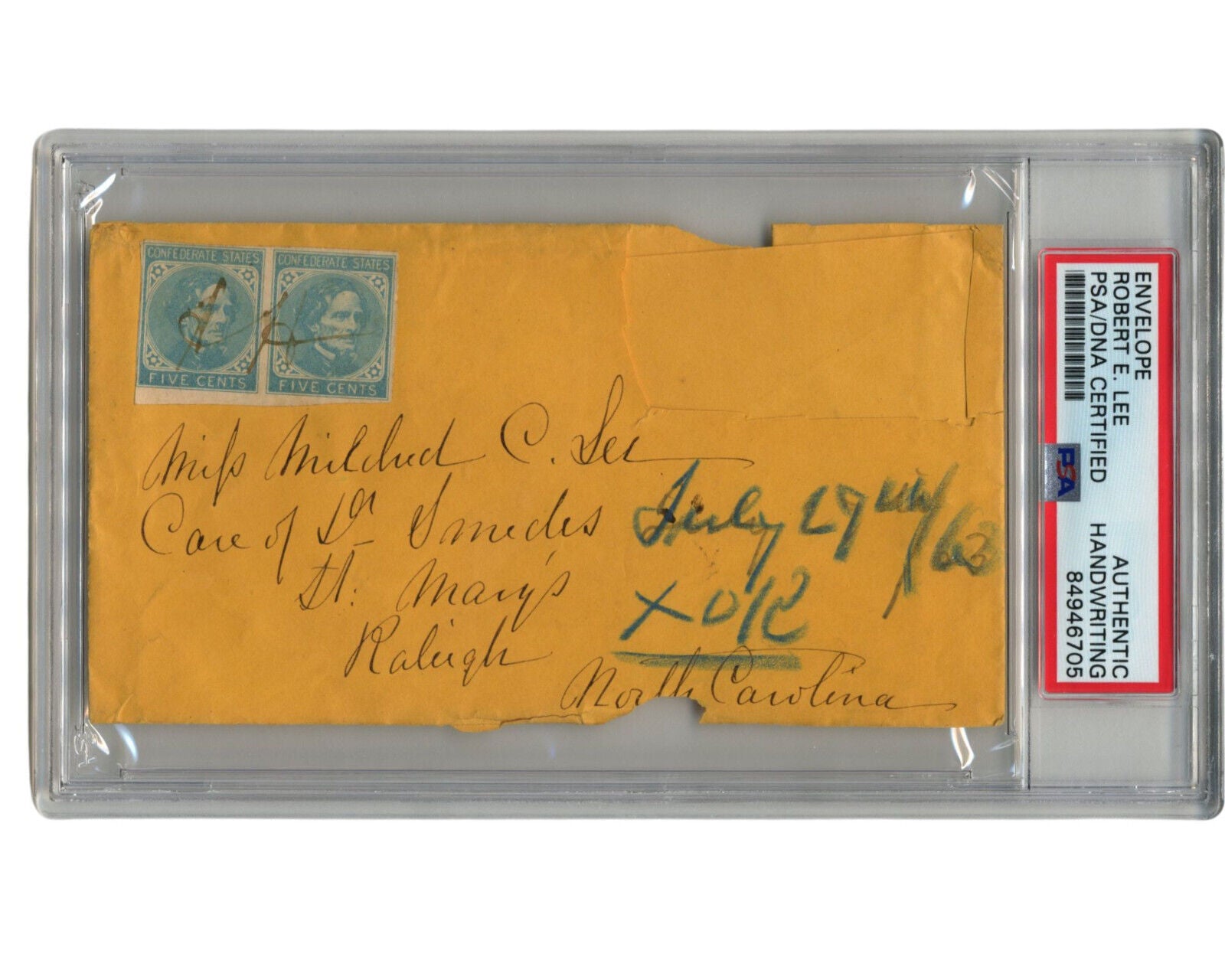 Civil War General Robert E. Lee Handwritten Envelope PSA Authentic "Lee"