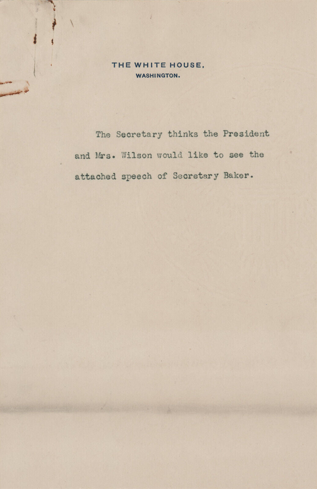 Woodrow Wilson's Copy of Sec. of War's "League of Nations" Speech at Dem. Conven