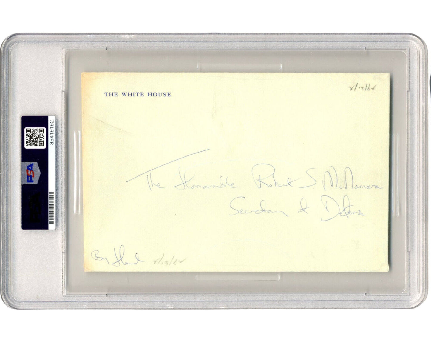 First Lady Jackie Kennedy Signed White House Envelope to McNamara! PSA Auto