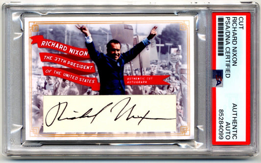 President Richard Nixon Signed Custom Card PSA. Gorgeous Example! Iconic Photo!