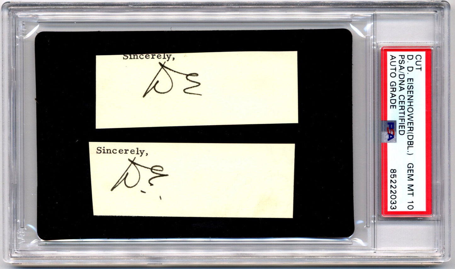 President Dwight Eisenhower Boldly Signed Cut PSA Gem Mint 10 Two Initialed Sigs