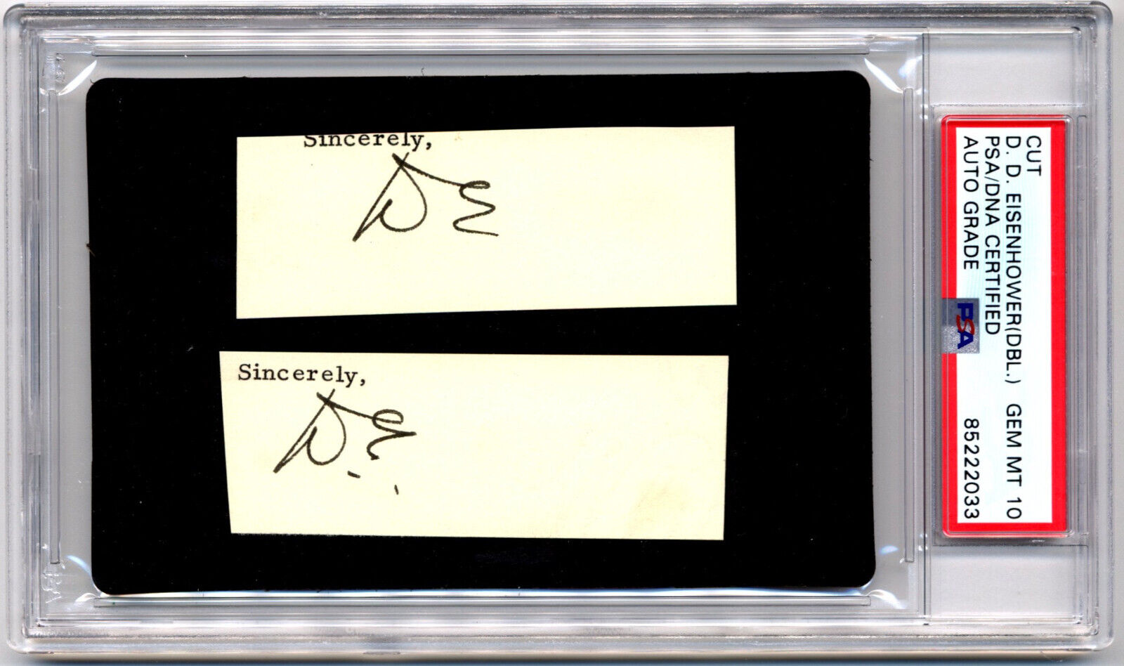 President Dwight Eisenhower Boldly Signed Cut PSA Gem Mint 10 Two Initialed Sigs