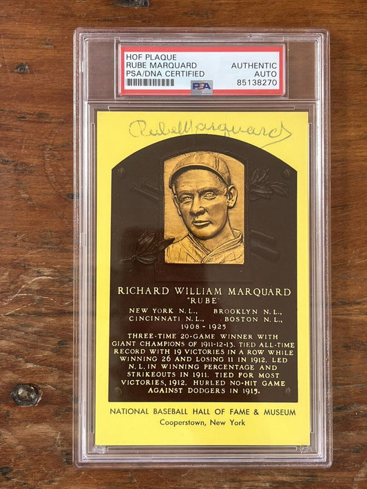 Rube Marquard Signed HOF Post Card PSA Auto