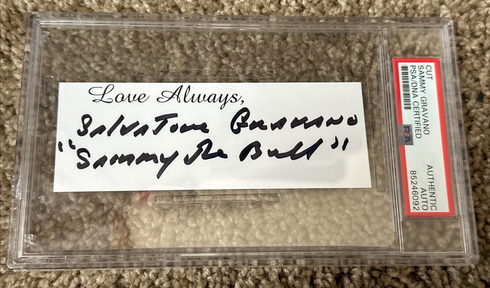 "Sammy The Bull" Gravano Rare Full Name Signed Auto PSA. He Framed John Gotti!