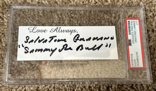 "Sammy The Bull" Gravano Rare Full Name Signed Auto PSA. He Framed John Gotti!