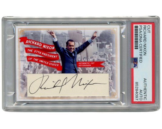 President Richard Nixon Signed Custom Card PSA. Gorgeous Example! Iconic Photo!