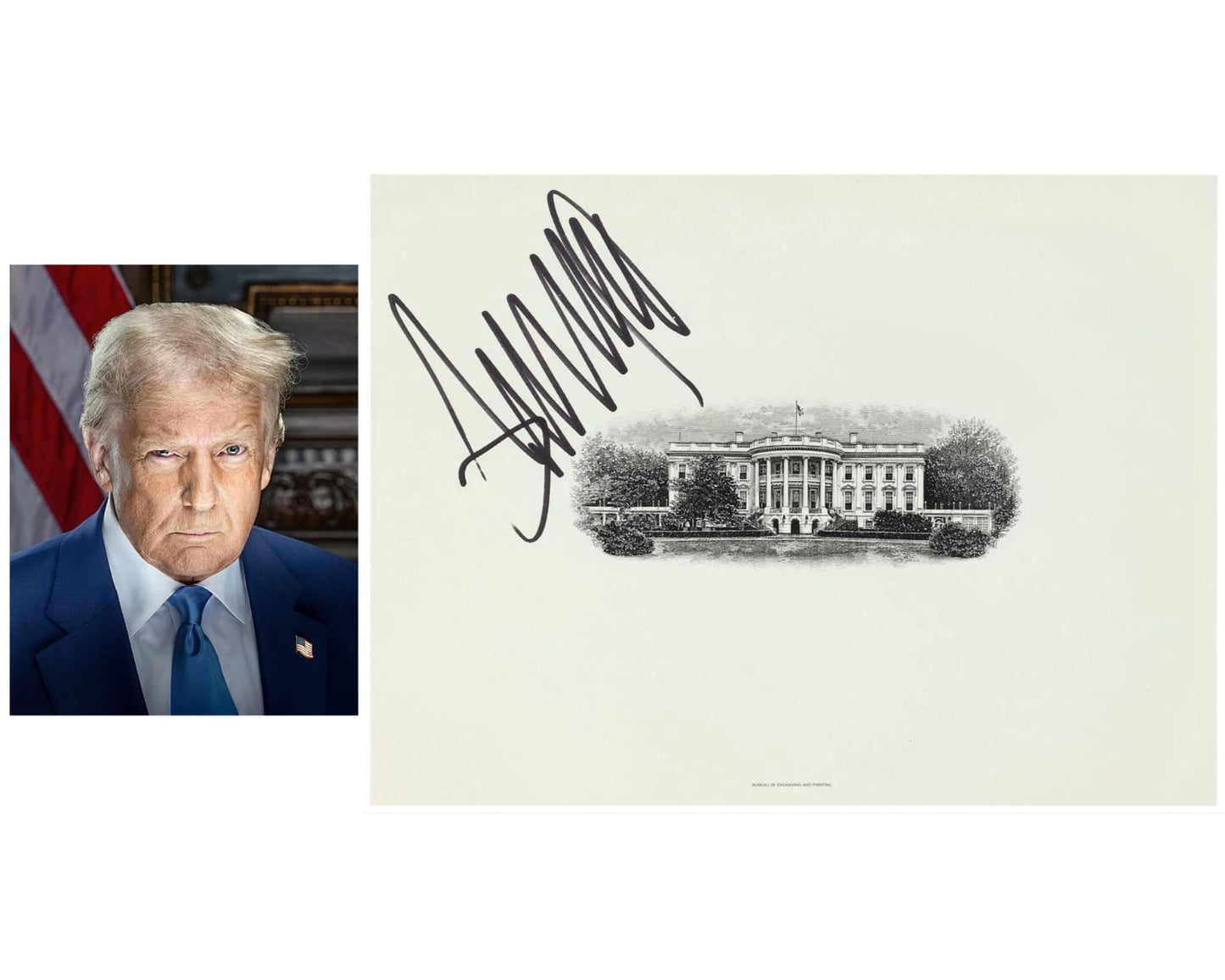 President Donald Trump Signed White House Engraving! JSA - Incredibly Rare!