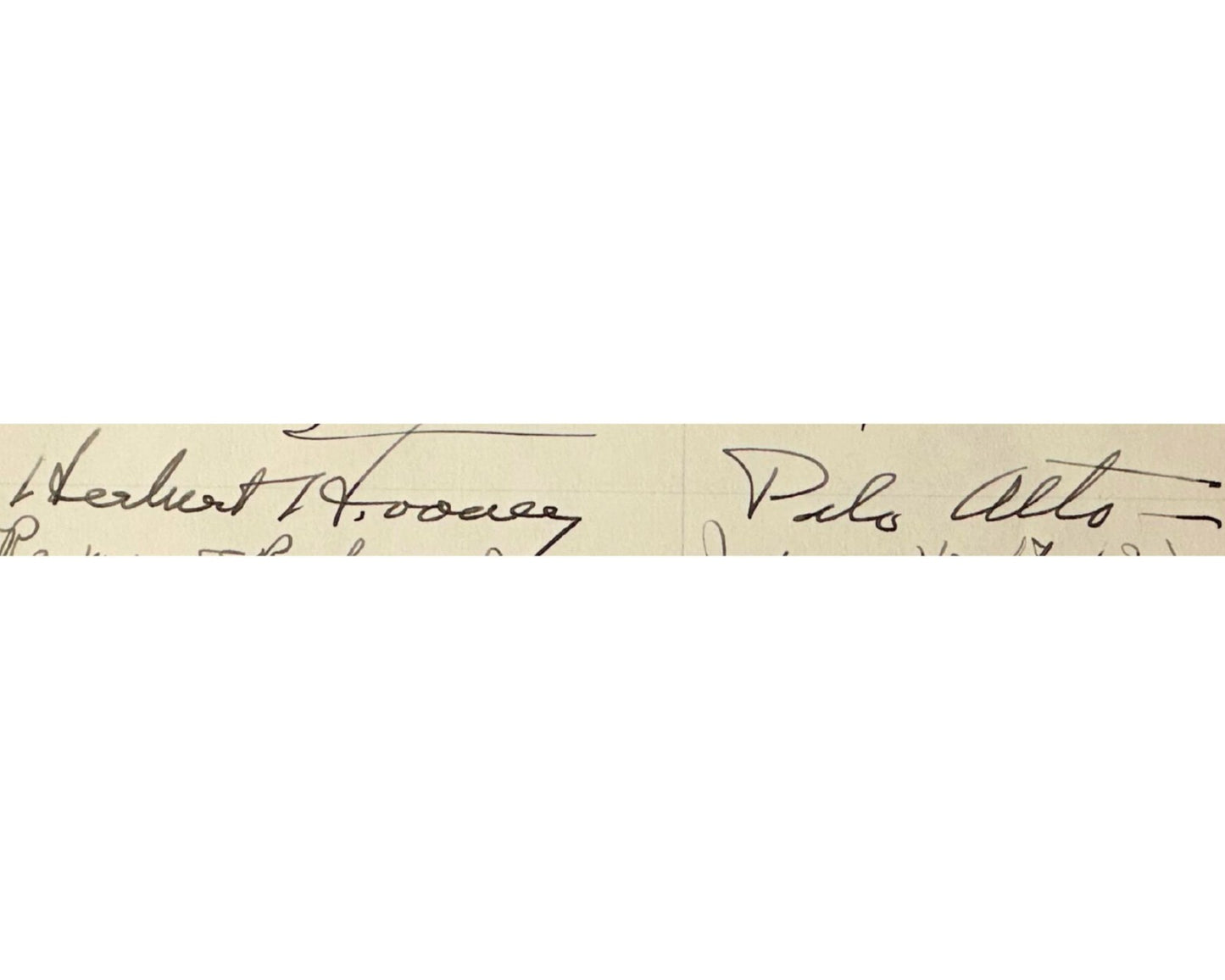 President Herbert Hoover Signed Guest Registrar Inscribed "Palo Alto" PSA Auto