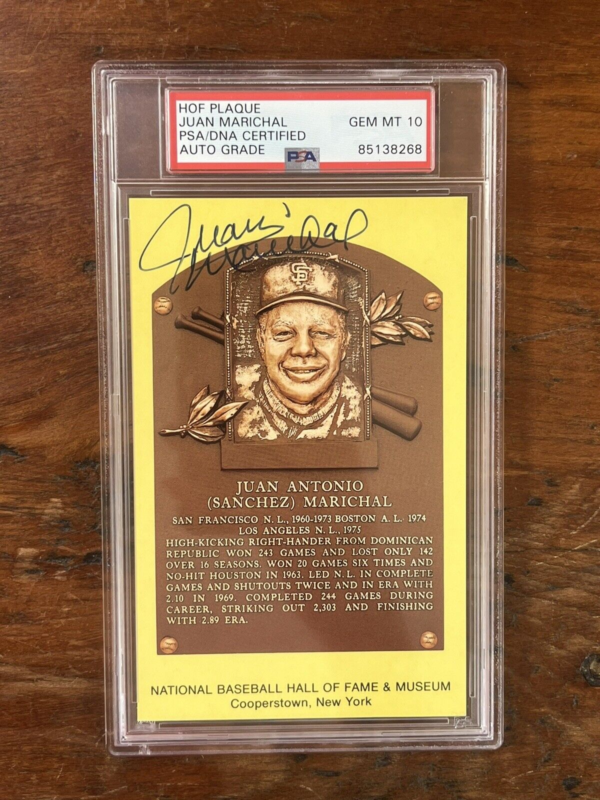 Juan Marichal Signed HOF Post Card PSA Gem Mint 10 Auto