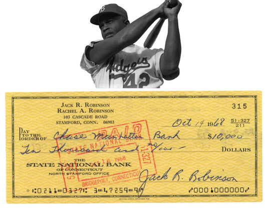Jackie Robinson Signed Check for 10K During Year of MLK Assassination! PSA Auto
