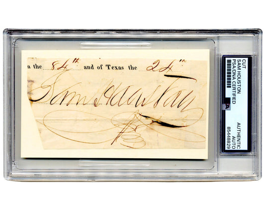 Gorgeous SAM HOUSTON Signed Cut PSA Auto 1st President of The Republic of Texas
