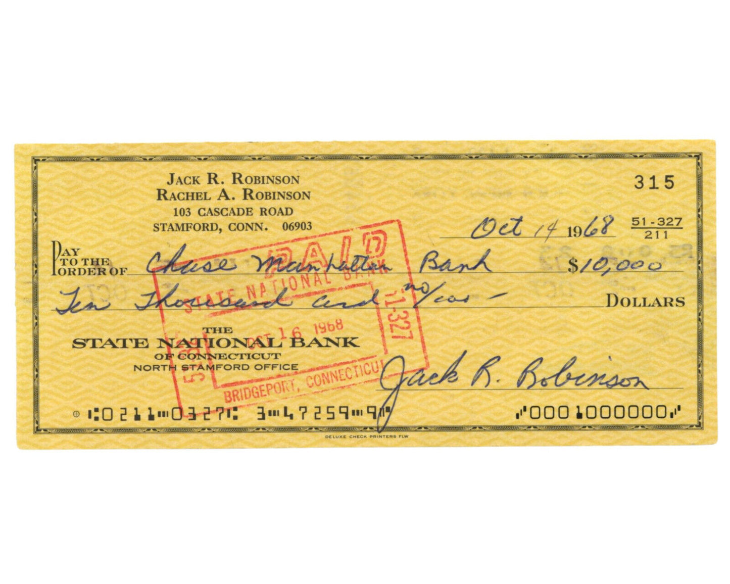 Jackie Robinson Signed Check for 10K During Year of MLK Assassination! PSA Auto