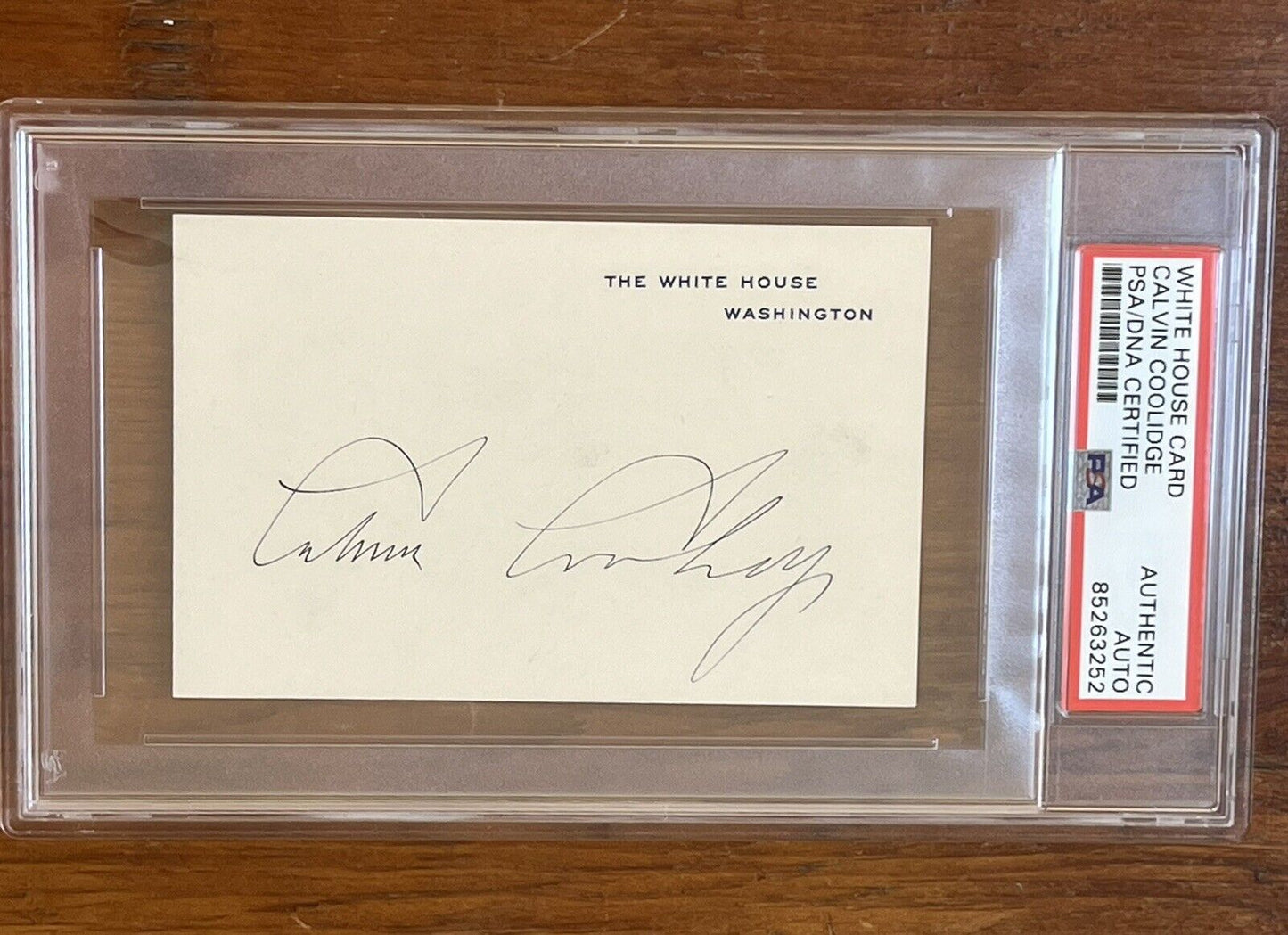 Presiden Calvin Coolidge Signed White House Card PSA