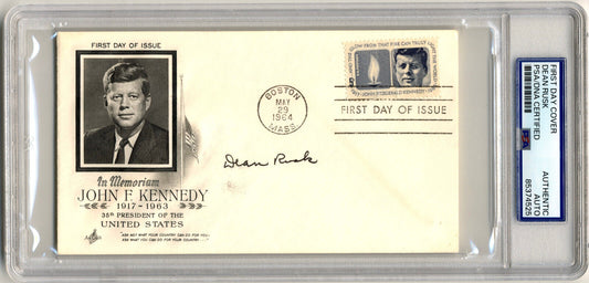 Sec. of State DEAN RUSK Signed John F. Kennedy FDC PSA Auto