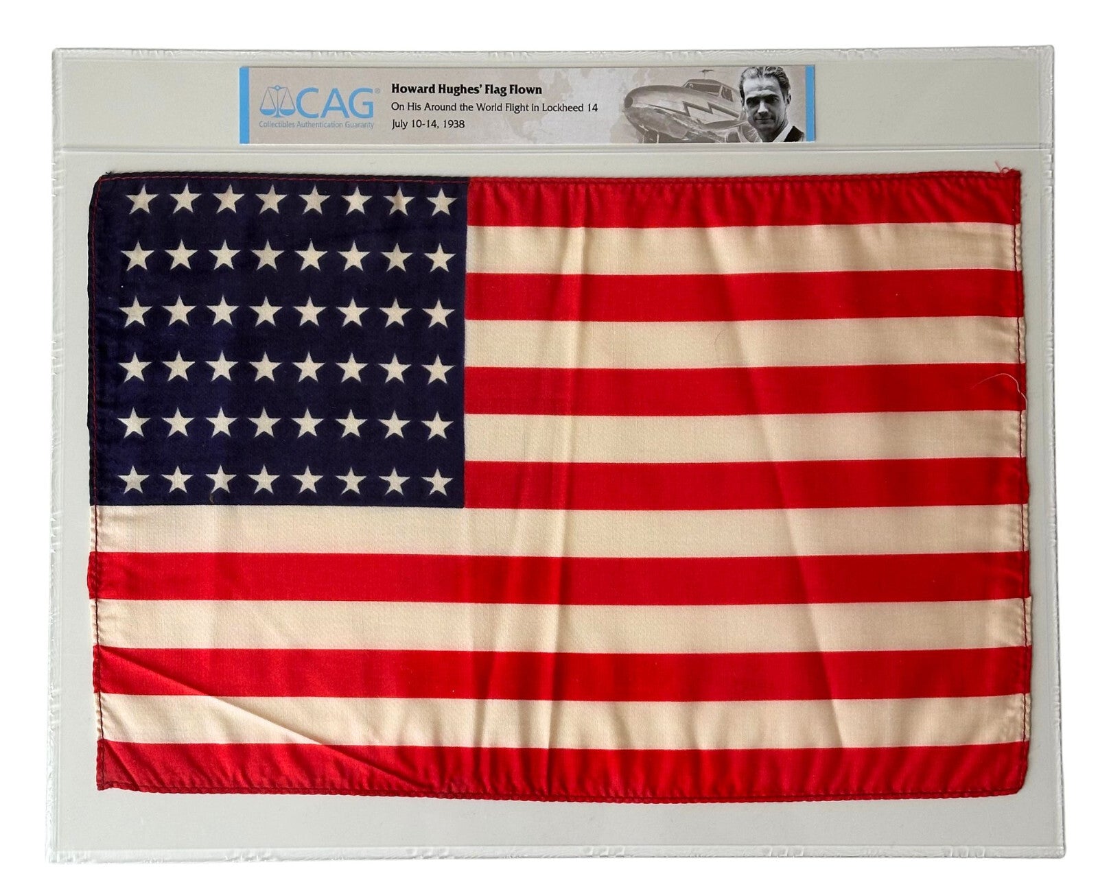 U.S.A Flag Flown on HOWARD HUGHES Record Setting Around the World Flight CAG