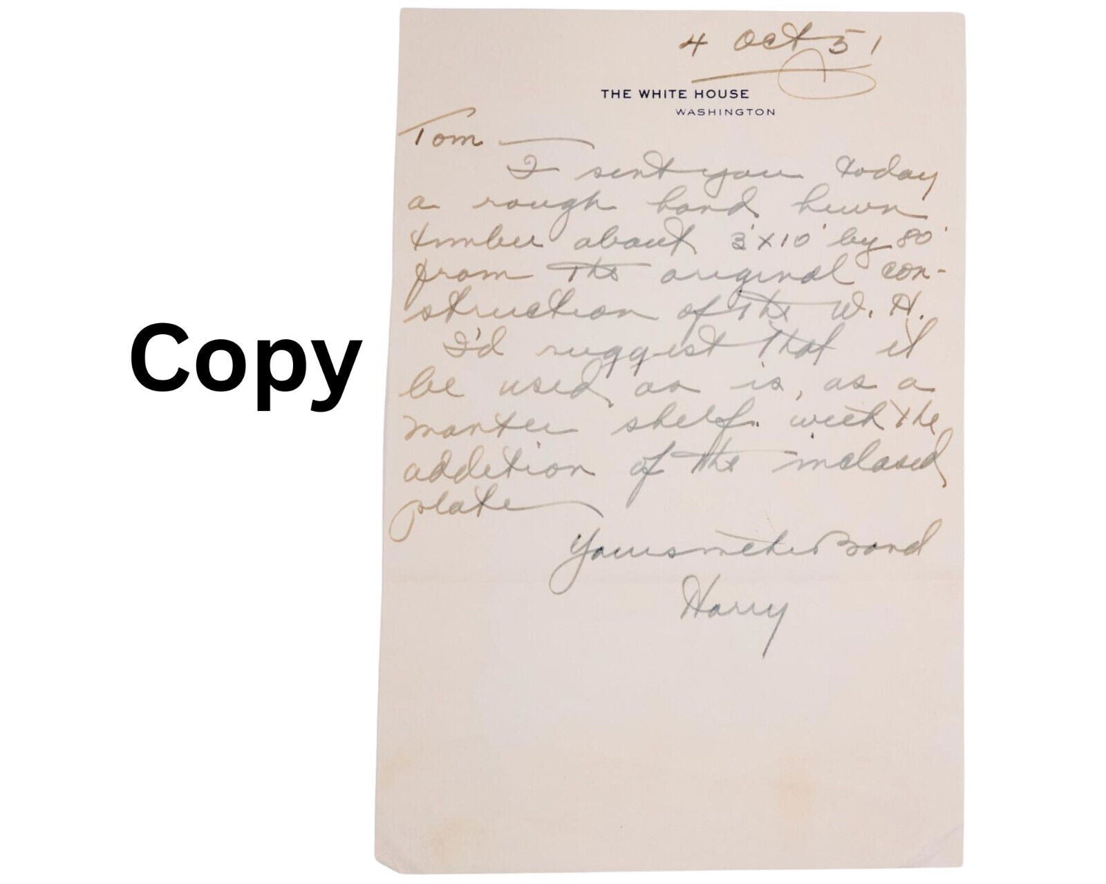 President HARRY TRUMAN Signed & Authenticated Original Wood from WHITE HOUSE!