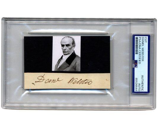 Sec. of State & Statesman Daniel Webster Boldly Signed Cut Display PSA Auto