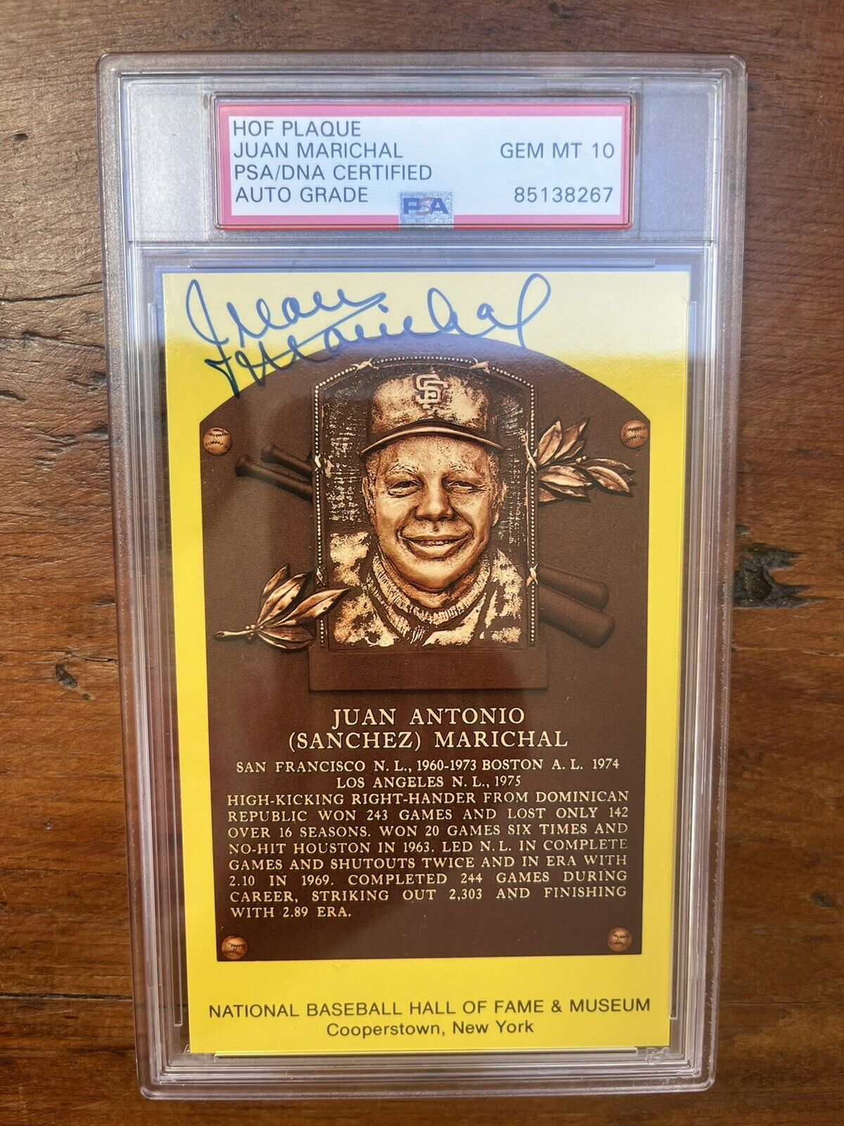 Juan Marichal Signed HOF Post Card PSA Gem Mint 10 Auto