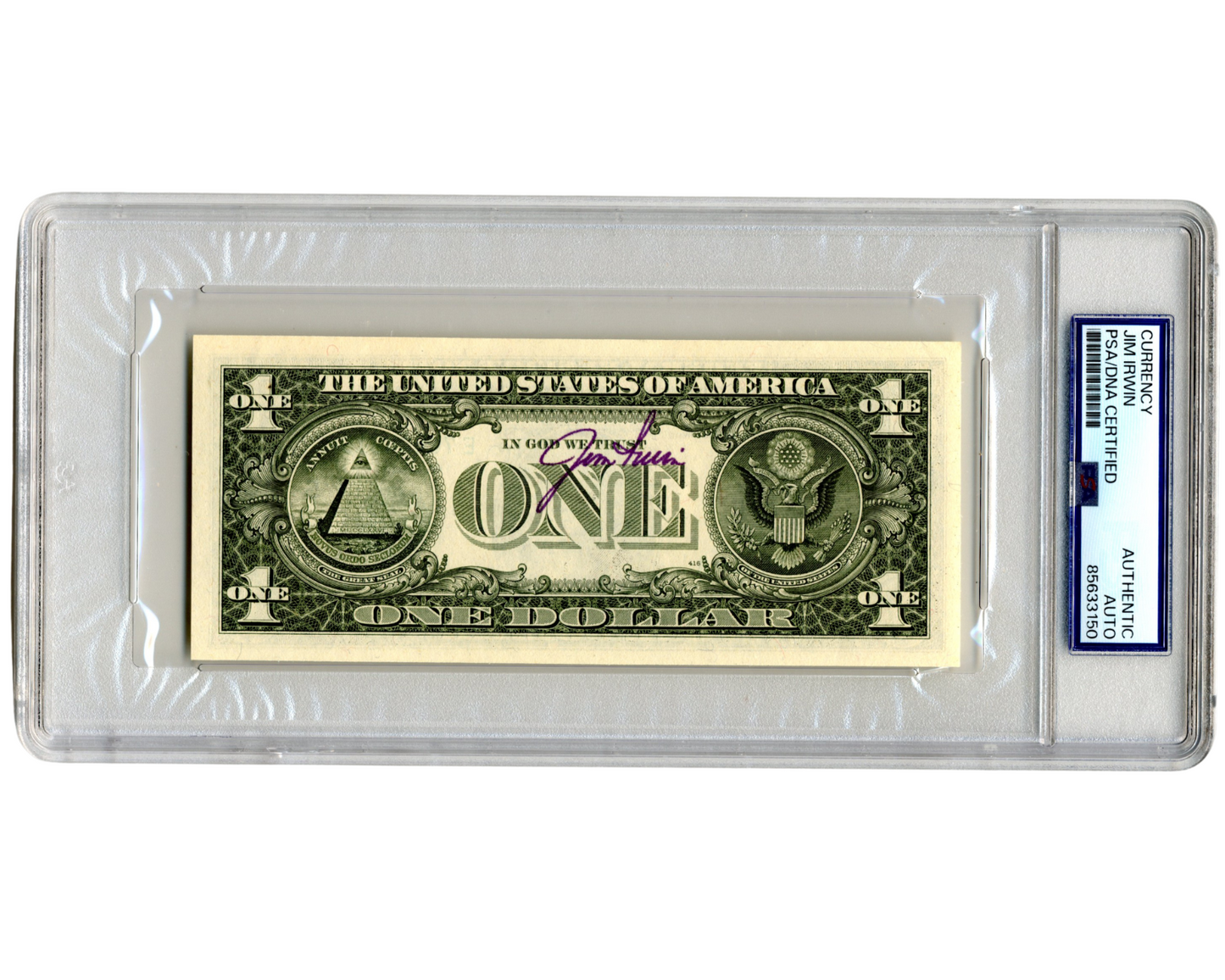 Apollo 15 Moonwalker Jim Irwin Signed Currency $1 Dollar Bill PSA Auto
