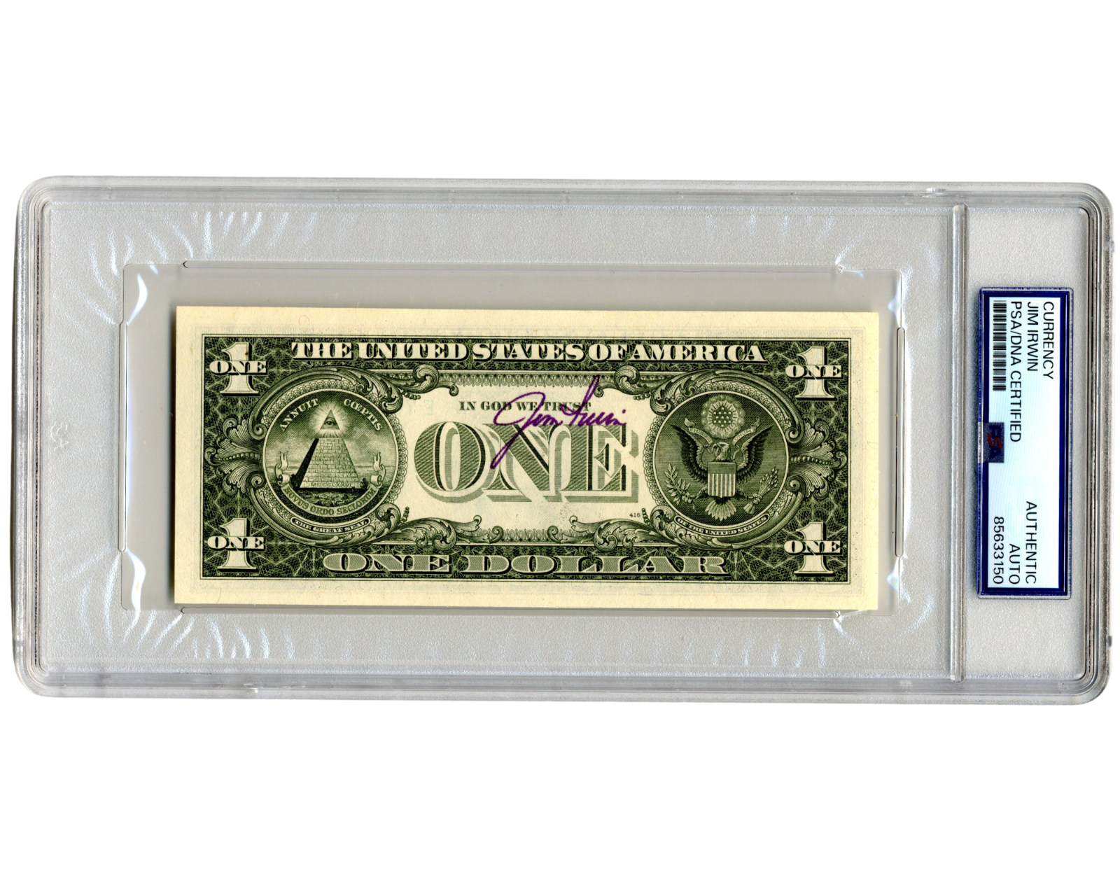 Apollo 15 Moonwalker Jim Irwin Signed Currency $1 Dollar Bill PSA Auto