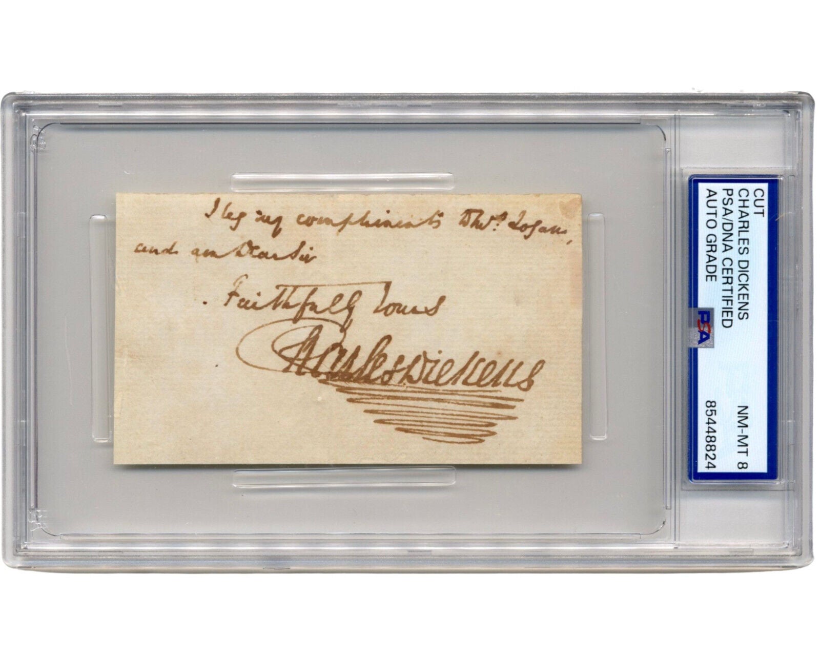 Charles Dickens signed autograph 3x4 cut Novelist: A Christmas Carol PSA Slabbed