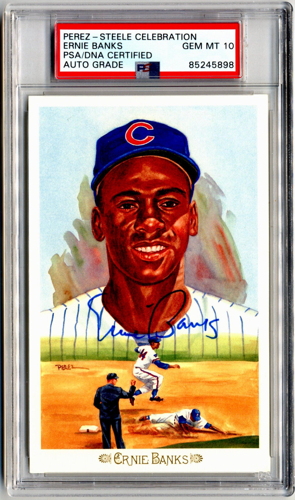 ERNIE BANKS SIGNED PEREZ-STEELE POSTCARD PSA GEM MINT 10 AUTO - MR. CUB!