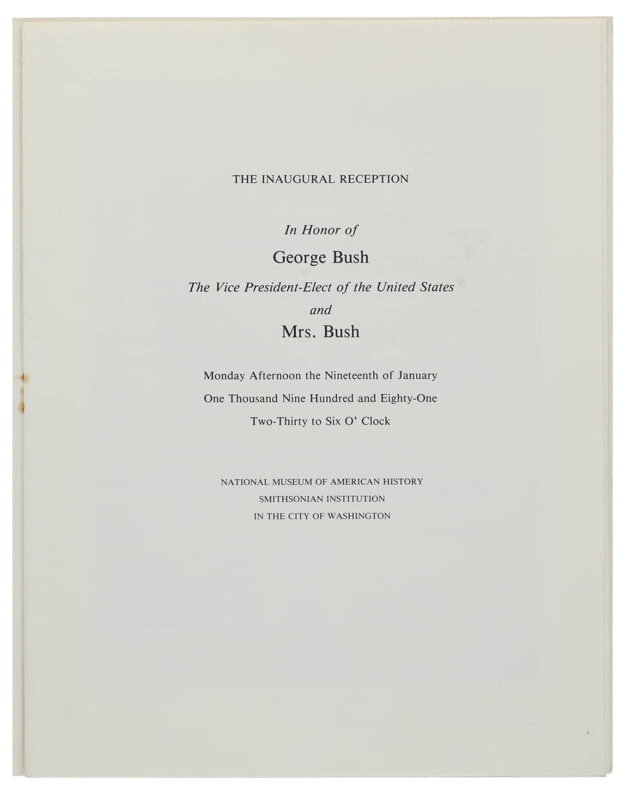George H.W. Bush/Barbara Bush Signed Presidential Inauguration of Reagan. RARE!