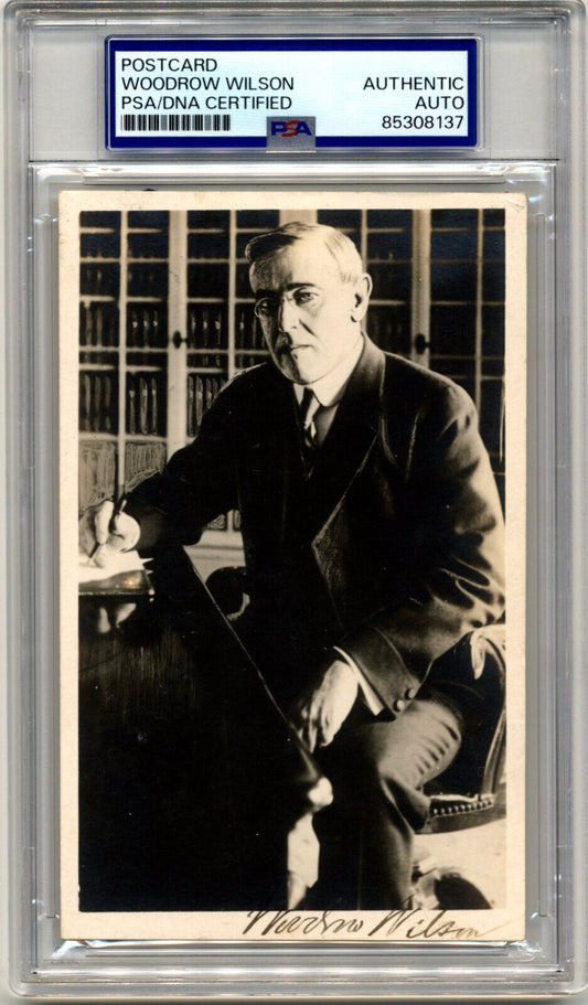 Rare President Woodrow Wilson Signed Real Photo Postcard PSA - Forbes Collection