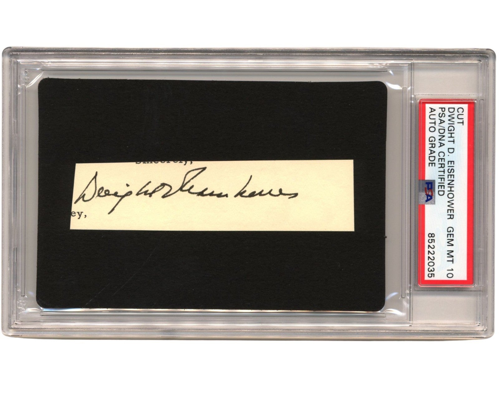 President Dwight Eisenhower Bold Signed Cut PSA Gem Mint 10 Auto