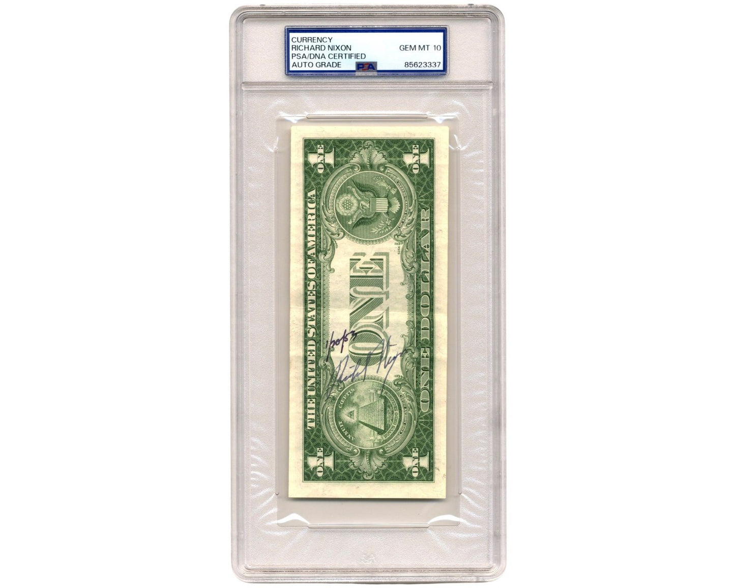 President RICHARD NIXON Signed Silver Certificate (Dollar Bill) PSA Gem Mint 10