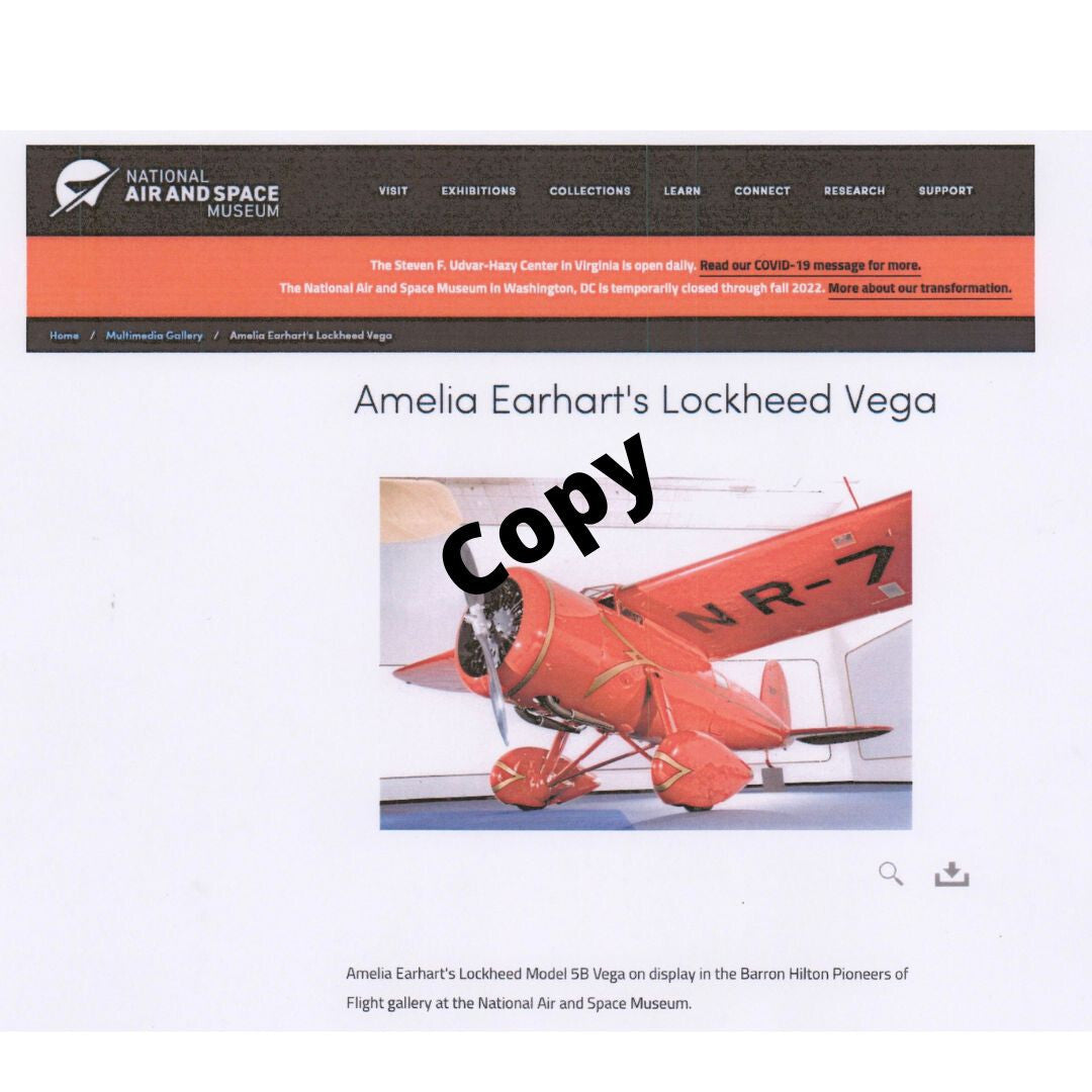 Amelia Earhart Fabric from her Lockheed Vega 5b Wing CAG Ex. Smithsonian!