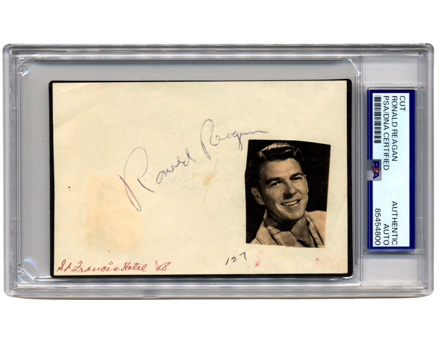 President RONALD REAGAN Signed Cut w/ Vintage Photograph as Actor PSA Auto