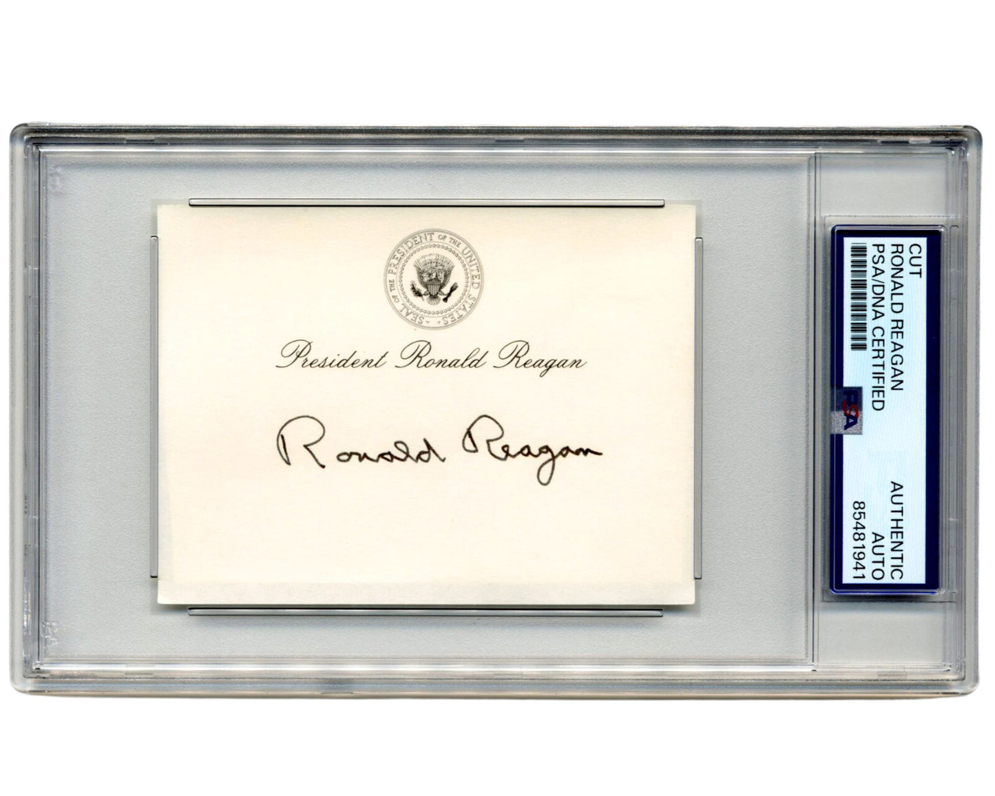 President Ronald Reagan Boldly Signed Presidential Post-It Note PSA Auto