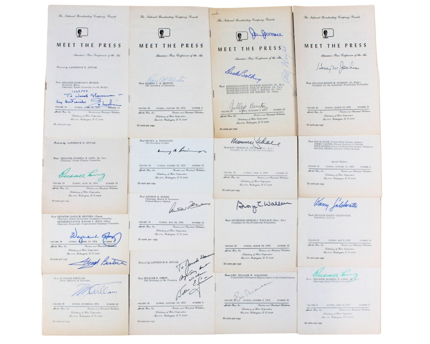 41 Meet the Press Signed Programs Kissinger Wallace Trudeau Goldwater McGovern +