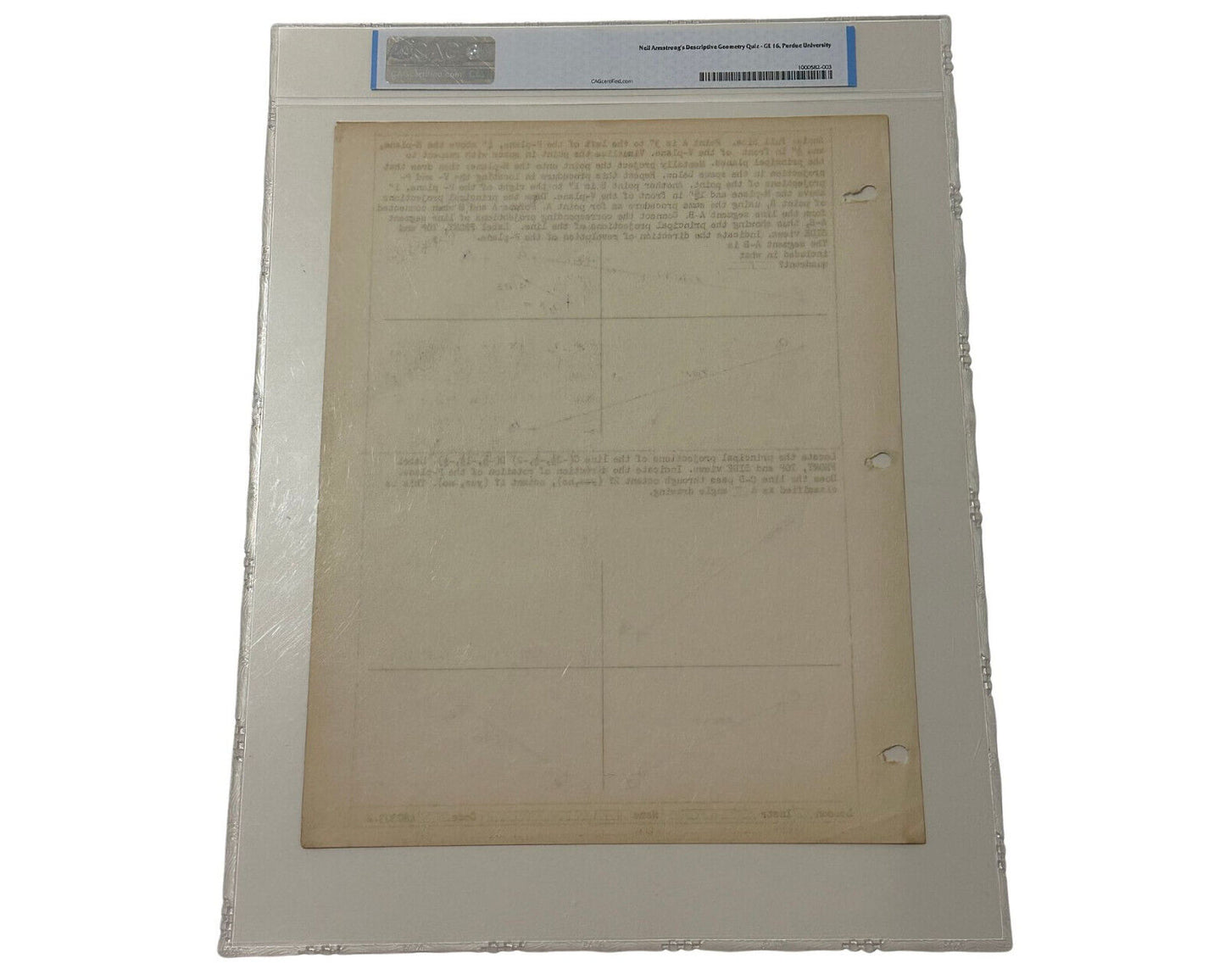 Neil Armstrong Signed Geometry Quiz from Purdue! W/ Hand Drawn Calculations! CAG